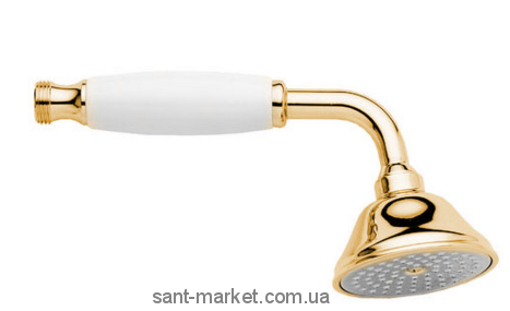 Душова лійка з білою ручкою Bugnatese золото RICDO19151