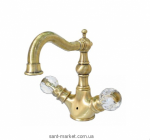 Змішувач для раковини двухвентильний cо Сваровські Bugnatese колекція Arcadia бронза ARCBR8334K