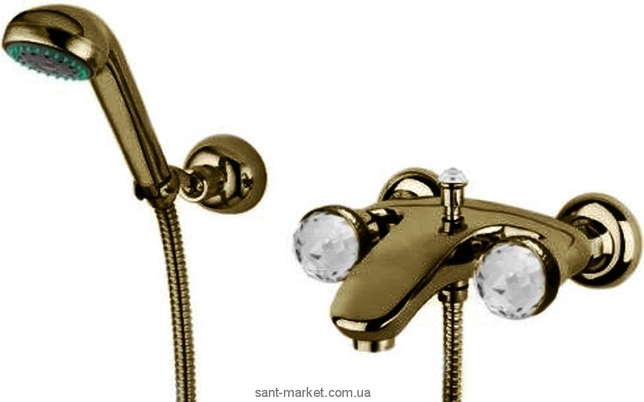 Смеситель двухвентильный с душем со Сваровски Bugnatese коллекция Axo бронза AXOBR602