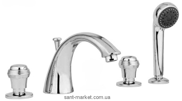 Смеситель двухвентильный на борт ванны с душем Bugnatese коллекция Axo хром AXOBR681