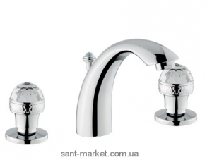 Смеситель для раковины двухвентильный cо Сваровски и донным клапаном Bugnatese Axo хром AXOCR612F