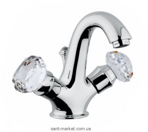 Смеситель для раковины двухвентильный cо Сваровски и донным клапаном Bugnatese Axo хром AXOCR634H