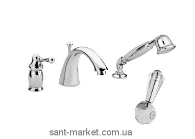 Змішувач одинважільний на борт ванни зі Сваровські з душем Bugnatese Maya хром MAYCR8950 kristal