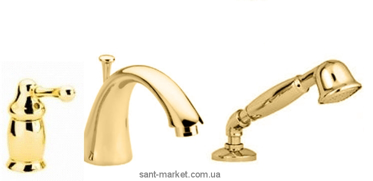 Смеситель однорычажный на борт ванны с душем Bugnatese Коллекция Maya золото MAYDO8950