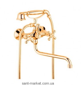 Змішувач двохвентильний з довгим виливом та душем Bugnatese колекція Old'800 бронза OLDBR086