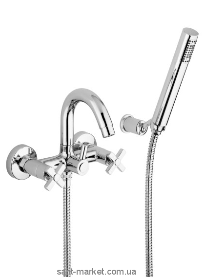 Змішувач двохвентильний для ванни з душем Bugnatese колекція Naxos хром NAXCR7602