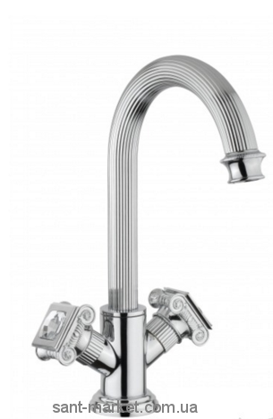 Змішувач для раковини двухвентильний високий зі Сваровські Bugnatese Olympia хром DAFCR8434K