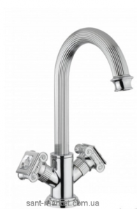 Смеситель для раковины двухвентильный высокий со Сваровски Bugnatese Olympia хром DAFCR8434K