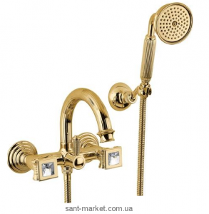 Смеситель двухвентильный с душем со Сваровски Bugnatese коллекция Olympia золото DAFDO8402K