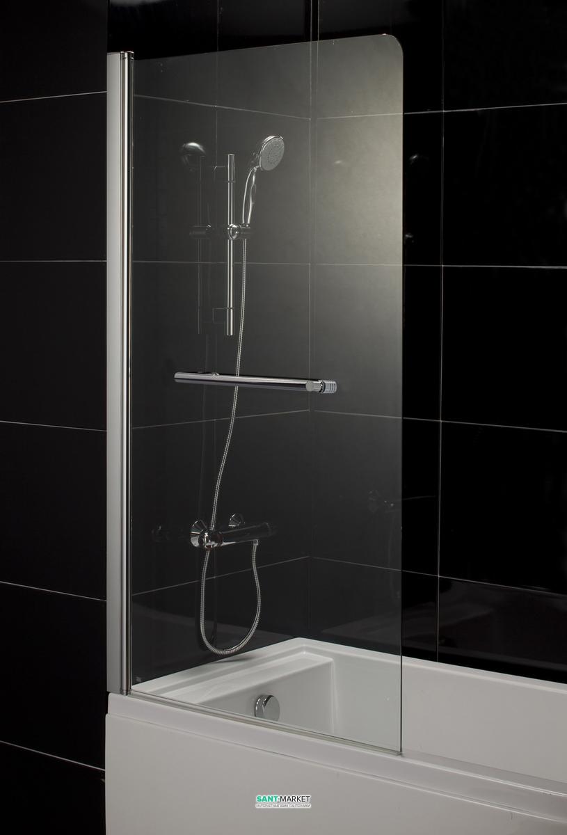 Штора на ванну Eger 80х150 стекло тонированное  левая 599-02L grey