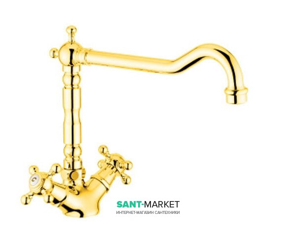 Смеситель для кухни Bugnatese Revival двухвентильный ретростиль золото REVDO451