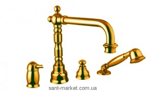 Змішувач одинважільний на борт ванни з душем Bugnatese колекція Denver золото DENDO6455