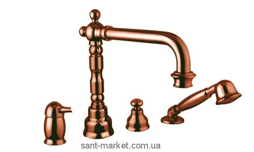 Смеситель однорычажный на борт ванны с душем Bugnatese коллекция Denver бронза DENBR6455