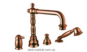 Смеситель однорычажный на борт ванны с душем Bugnatese коллекция Denver бронза DENBR6455