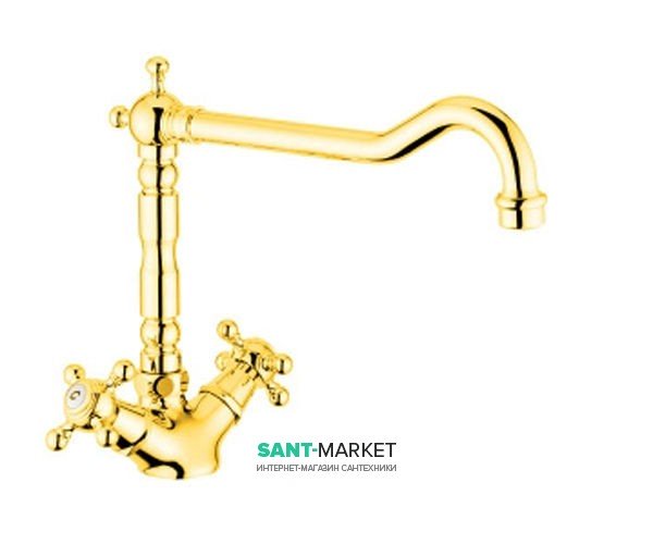 Смеситель для кухни Bugnatese Revival двухвентильный ретростиль золото REVDO451