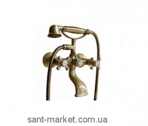 Змішувач двохвентильний для ванни з душем Bugnatese колекція Old'800 бронза OLDBR002
