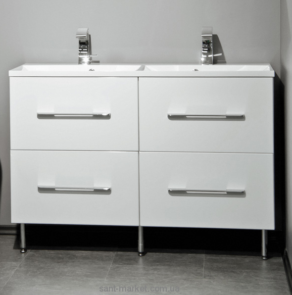 Тумба подвесная Буль-Буль Cuba 1195х454х707 с раковиной Amelia 1200D белый 13312012200