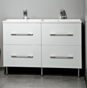 Тумба подвесная Буль-Буль Cuba 1195х454х707 с раковиной Amelia 1200D белый 13312012200