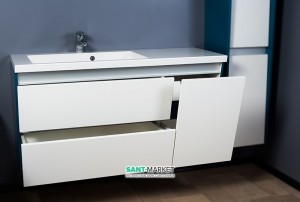 Тумба підвісна Буль-Буль Cyprus 1245х300 (470) х640 з раковиною Peggy 1250 L  білий 10712512210