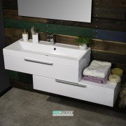 Тумба подвесная Буль-Буль Tristan 1400х445х478 с раковиной Signe белый Tristan 1000 L 11210012210