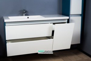 Тумба подвесная Буль-Буль Cyprus 1245х300(470)х640 левая с раковиной Peggy 1250 белый 10712512210