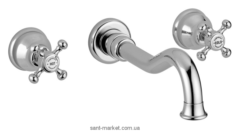 Змішувач для раковини двухвентильний настінний прихований Bugnatese колекція Lady хром LADCR969