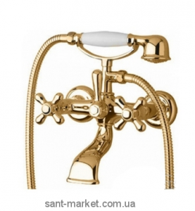 Змішувач двохвентильний для ванни з душем Bugnatese колекція Lady золото LADDO900