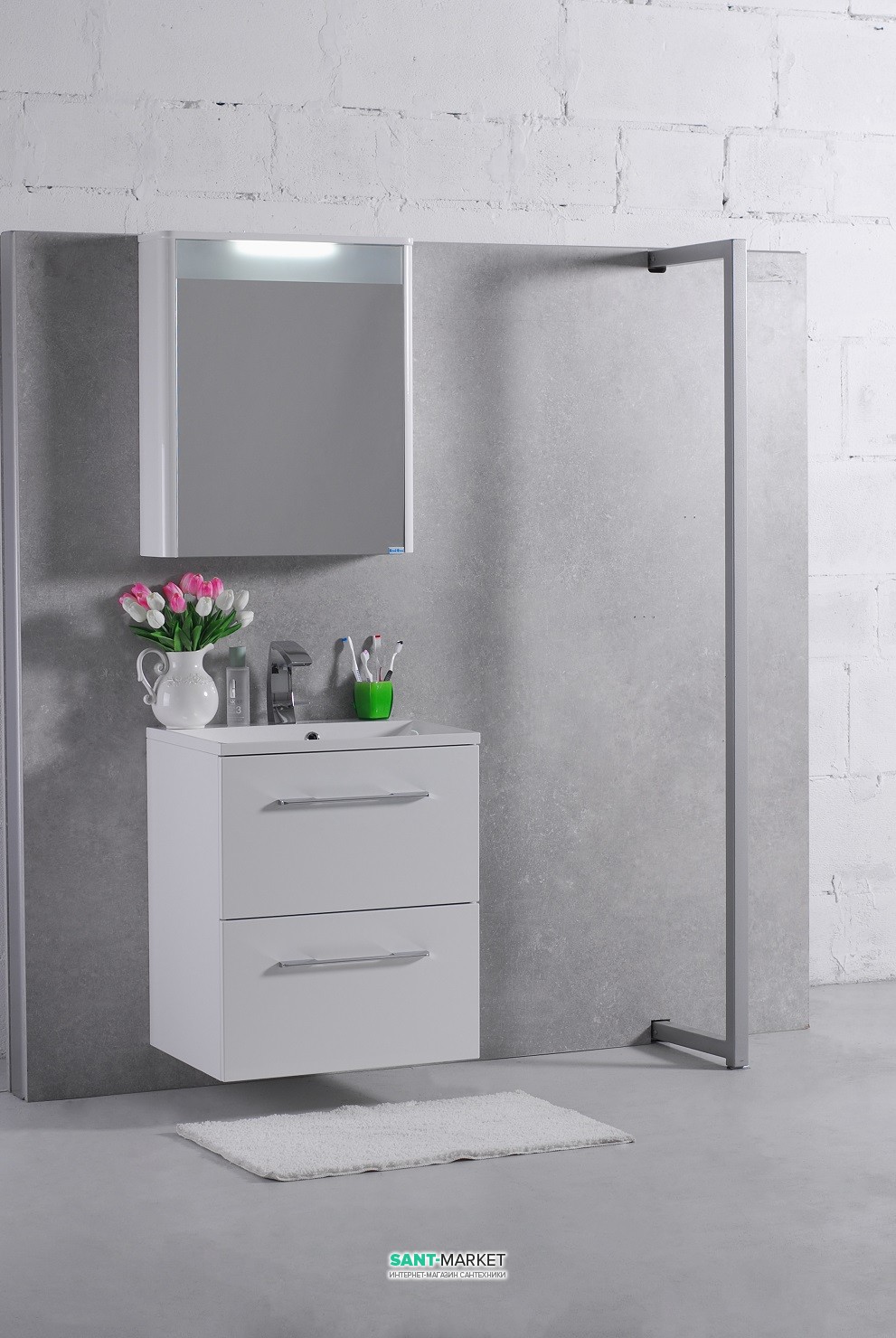Комплект мебели для ванной Буль-Буль Santorini белый