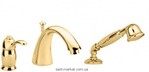 Змішувач одинважільний на борт ванни з душем Bugnatese колекція Lem золото LEMDO1950