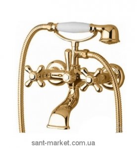 Смеситель двухвентильный для ванны с душем Bugnatese коллекция Lady золото LADDO900