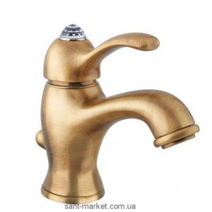 Смеситель для раковины с донным клапаном и камнем Сваровски Bugnatese Lem бронза LEMBR1913 kristal