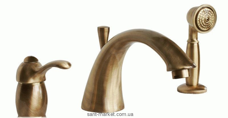 Смеситель однорычажный на борт ванны с душем Bugnatese коллекция Lem бронза LEMBR1950