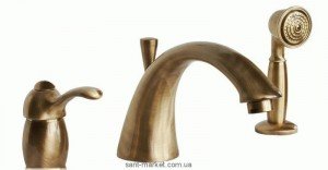 Смеситель однорычажный на борт ванны с душем Bugnatese коллекция Lem бронза LEMBR1950