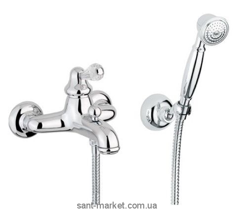 Смеситель однорычажный для ванны с душем со Сваровски Bugnatese коллекция Lem хром LEMCR1902 kristal