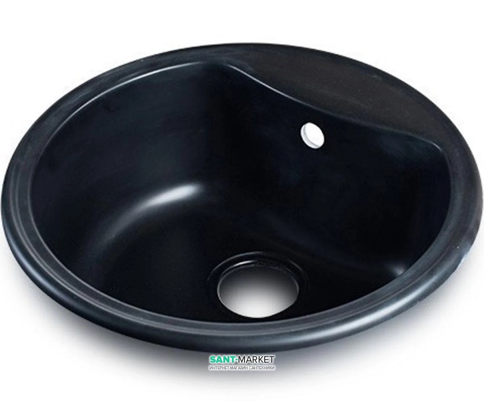 Мийка для кухні кругла Буль-Буль Texas врізна граніт світло-чорний 101050004