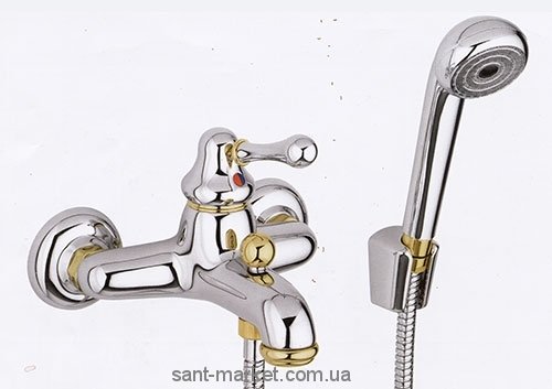 Змішувач одинважільний для ванни з душем Bugnatese колекція Lem хром / золото LEMCRDO1902