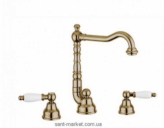 Смеситель для раковины двухрычажный с донным клапаном высокий EMMEVI Deco Ceramic бронза BR121643