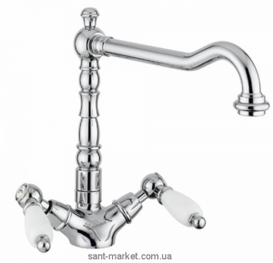 Змішувач для раковини Двохважеля з донним клапаном високий EMMEVI Deco Ceramic сатин SC121613