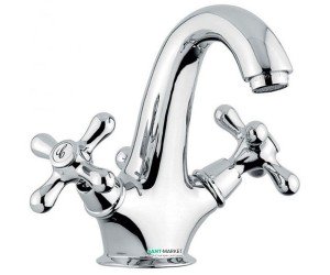 Смеситель для раковины двухвентильный с донным клапаном EMMEVI коллекция Deco Classic сатин SC12013