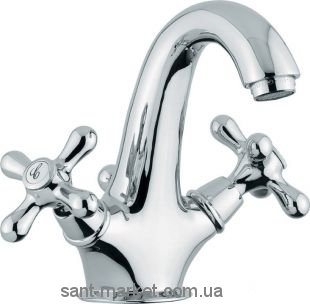 Змішувач для раковини двухвентильний з донним клапаном EMMEVI колекція Deco Classic хром CR12013