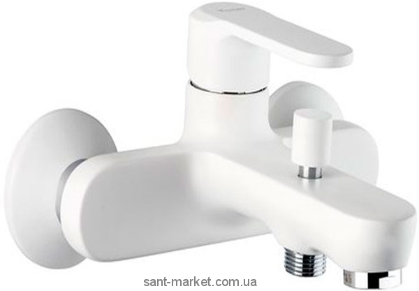 Смеситель однорычажный для ванны с коротким изливом EMMEVI коллекция Nefer хром/белый BIO 77001