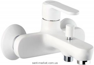 Смеситель однорычажный для ванны с коротким изливом EMMEVI коллекция Nefer хром/белый BIO 77001