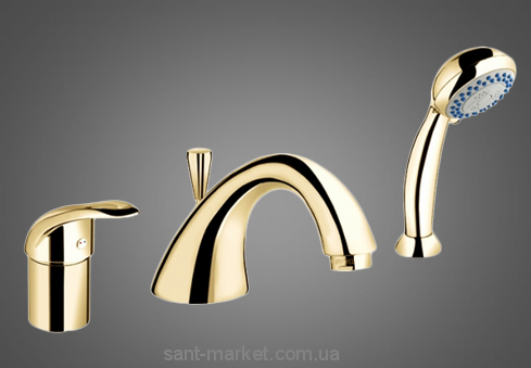 Змішувач одинважільний на борт ванни з душем EMMEVI колекція Luxor золото OR70120R