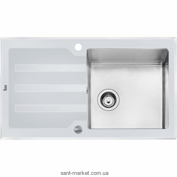 Мойка для кухни прямоугольная TEKA LUX 1B 1D 86 оборачиваемое крыло  врезная  нержавеющая сталь  белое закаленное стекло  хром 12129012