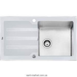 Мойка для кухни прямоугольная TEKA LUX 1B 1D 86 оборачиваемое крыло  врезная  нержавеющая сталь  белое закаленное стекло  хром 12129012