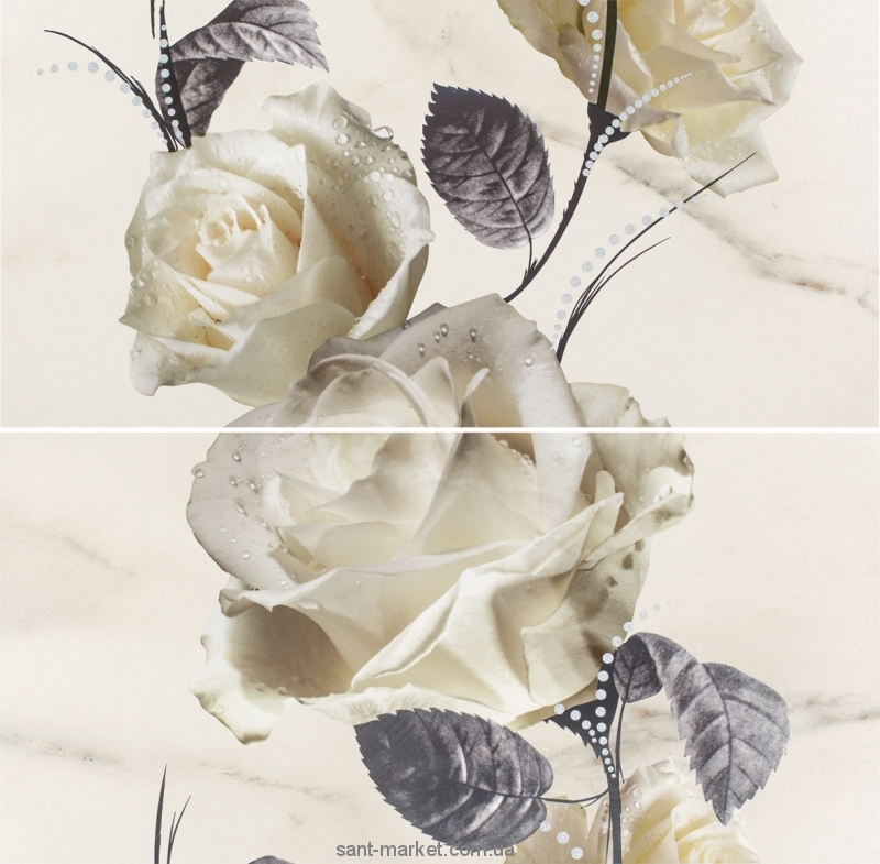 Opoczno CARRARA б'янко декор квіти 58 3X59 3