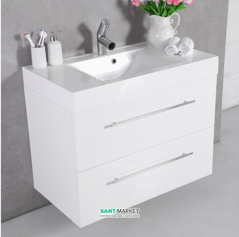 Тумба підвісна Буль-Буль Barbados 893x494х707 з раковиною Nadja білий Barbados 90 (ШН-95)