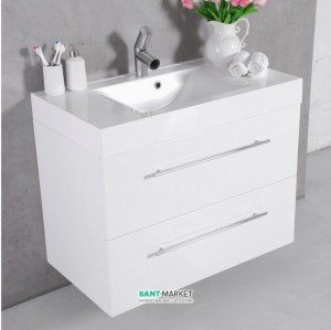 Тумба подвесная Буль-Буль Barbados 893x494х707 с раковиной Nadja белый Barbados 90 (ШН-95)