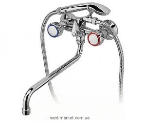 Смеситель двухвентильный с длинным изливом и душем Ferro коллекция Standard хром BSTC11A