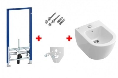 Geberit Инсталляция+прокладка звукоизол+крепеж+SUBWAY 2.0 Биде подвесное 111.520.00.1+54000001